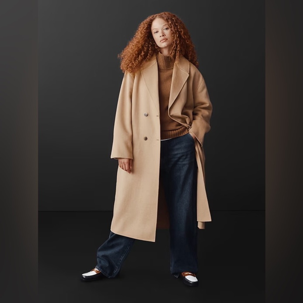 NWT! GAP Holiday Brown Relaxed Wool Wrap Coat - Size XL🎺